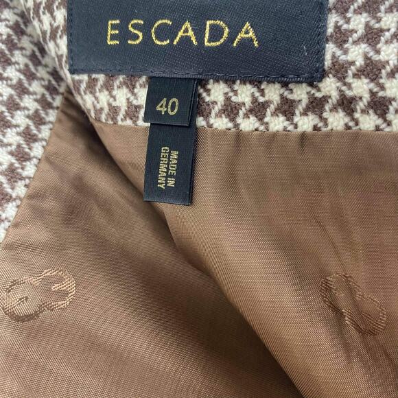 ESCADA Vintage Brown Houndstooth Pencil Mini Skirt - Picture 2 of 7